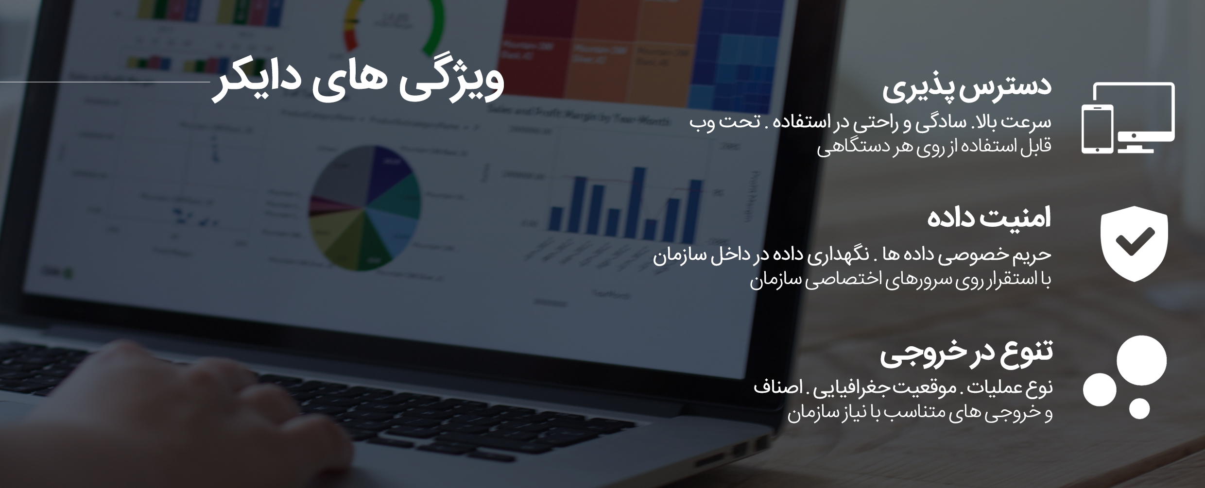 ویژگی های سامانه تحلیل داده کاوی دایکر: دسترس پذیری، امنیت داده ها، تنوع در خروجی